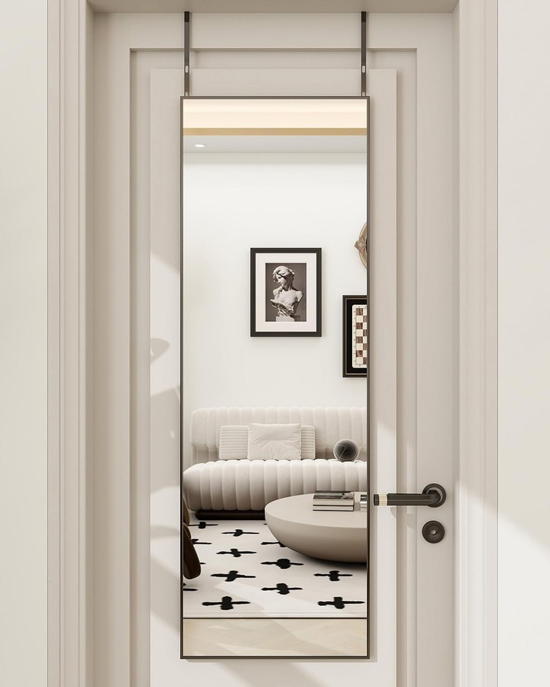 14" x 48" Adjustable Height Over The Door Mirror, Rectangular