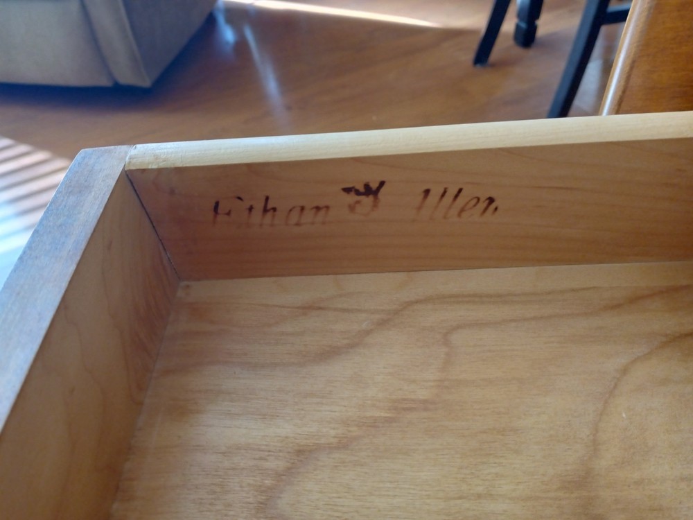 1970's Ethan Allen Early American Solid Maple Drop-Leaf Tea Cart