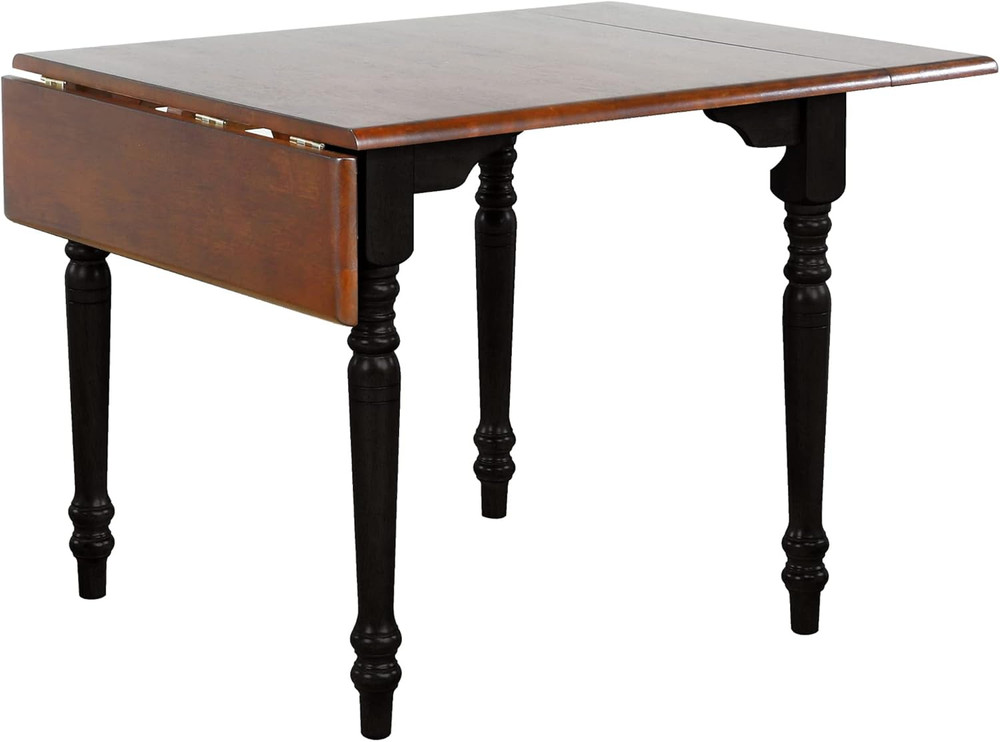 Antique Black & Cherry Extendable 48" Drop Leaf Dining Table