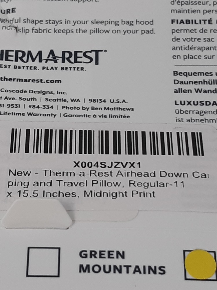 Therm-a-Rest Air Head Down Pillow Regular Midnight Print