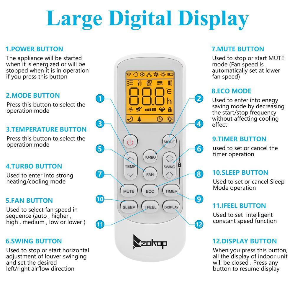 Zokop Smart 9000 - 18000 BTU Mini Split Air Conditioner Heat Systems 19 Seer New
