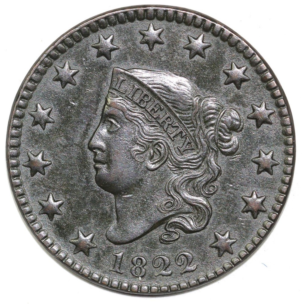 1822 1c N-5 R-3 Coronet or Matron Head Large Cent