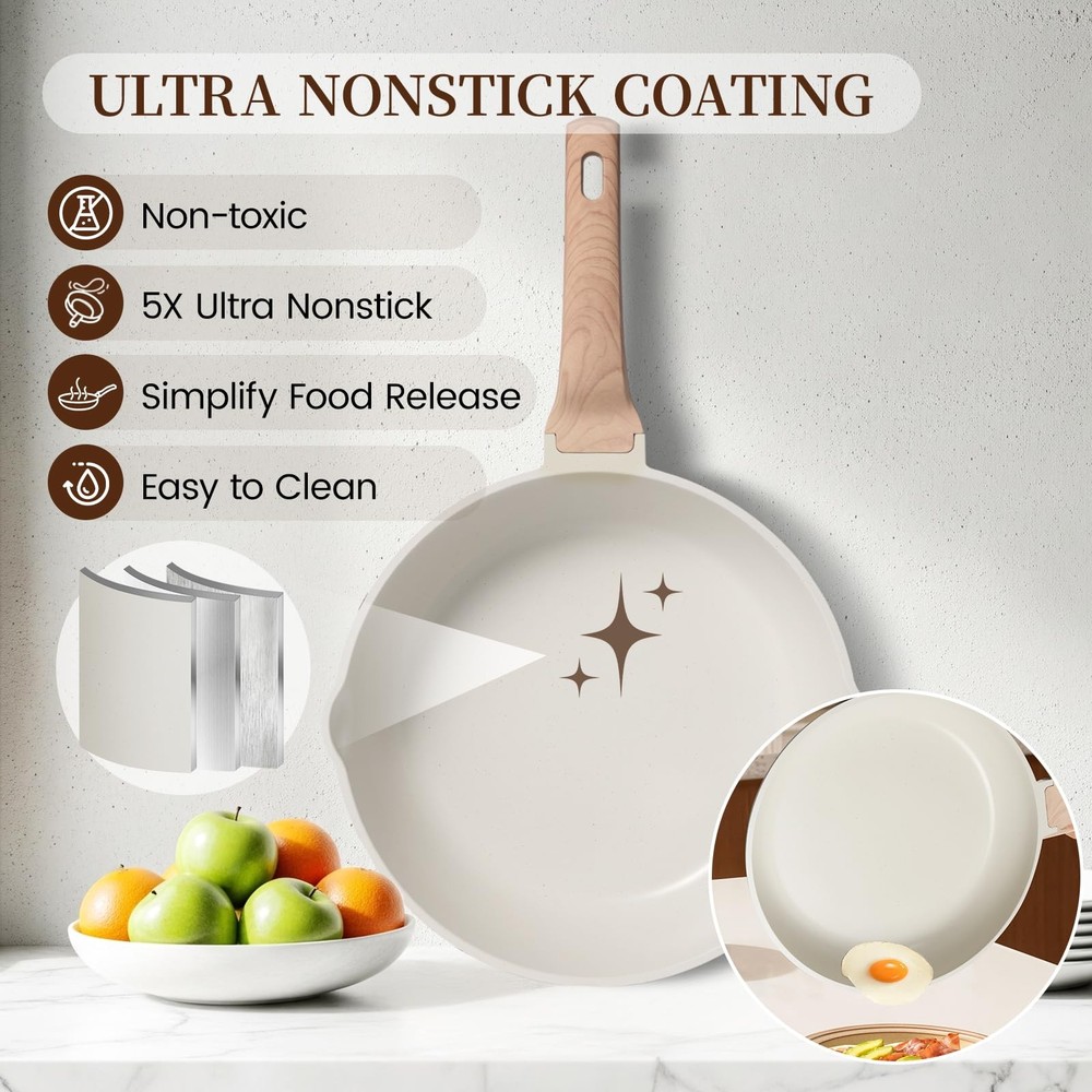 16Pcs Pots and Pans Set Nonstick Ceramic Cookware Sets Induction Kitchen Cooking