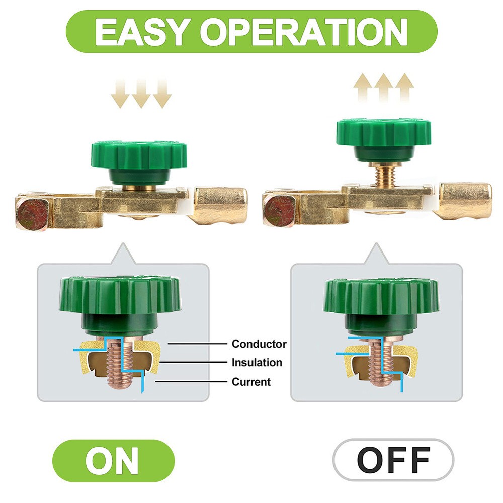 2x Car Battery Terminals Quick Disconnect Boat Top Post Off Master Kill Switch