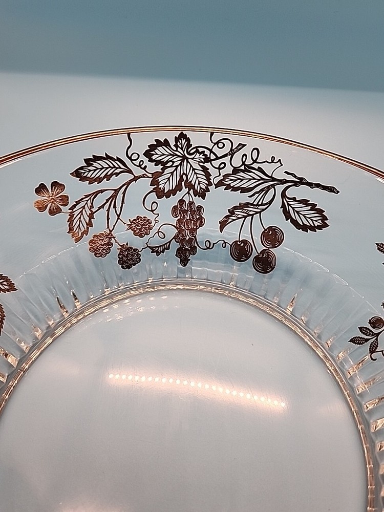 Vintage Sterling SILVER Overlay Fruit Pattern Bowl Ridged Bottom