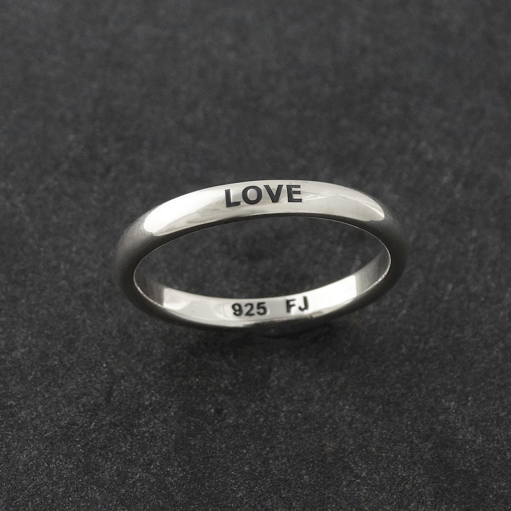 Love Ring - Engraved Stackable Ring - 925 Sterling Silver - Love Wedding