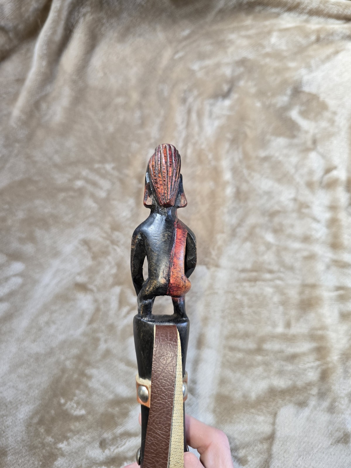 Antique Hand-Carved African Tribal Fly Whisk with Handle