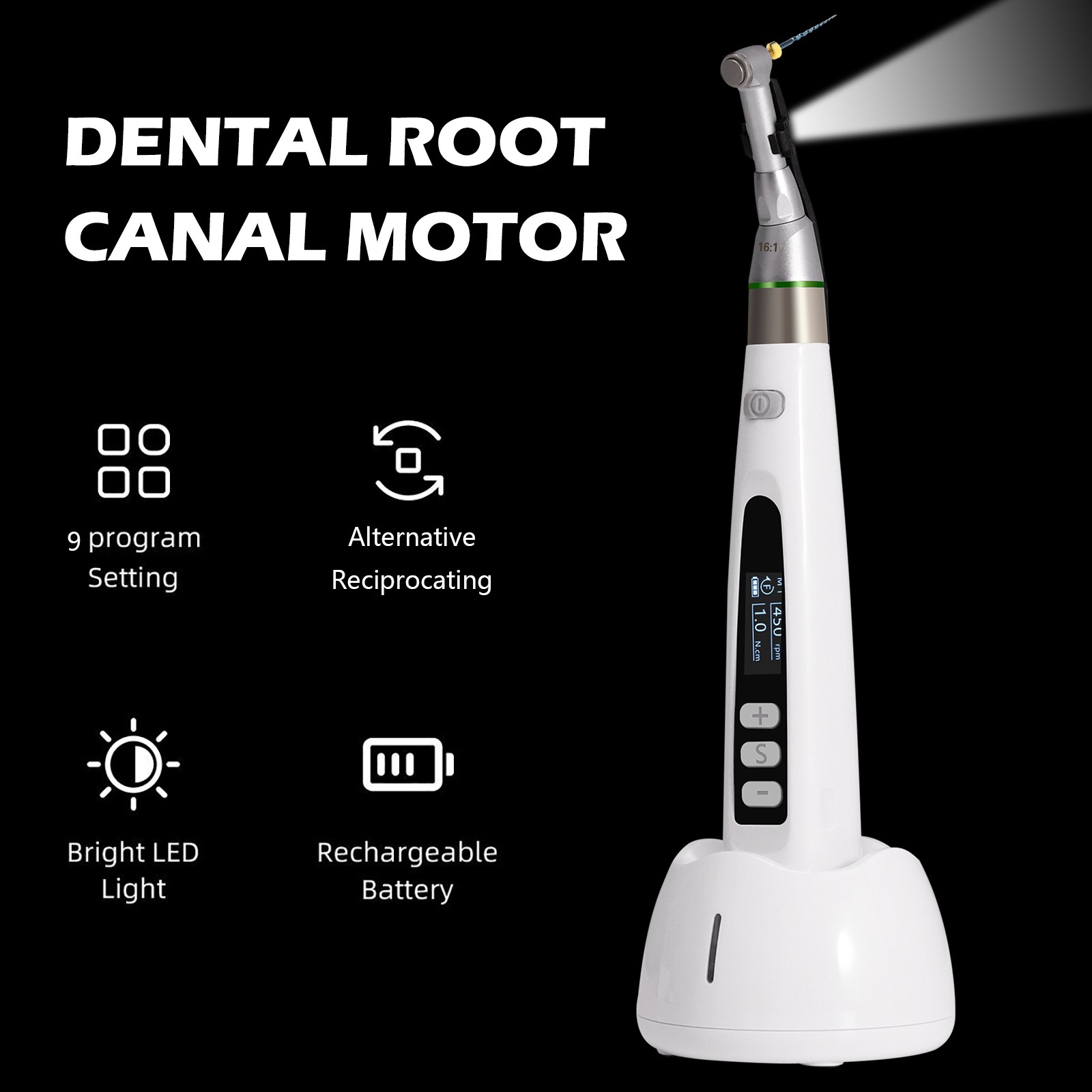 Dental Wireless 16:1 Mini Endo Motor LED Handpiece / Root Canal Apex Locator New