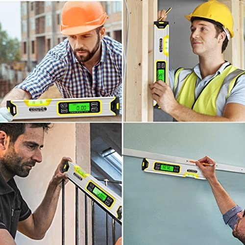 12" Digital Level Protractor IP54 Bubble Inclinometer Angle Finder LED Backlight