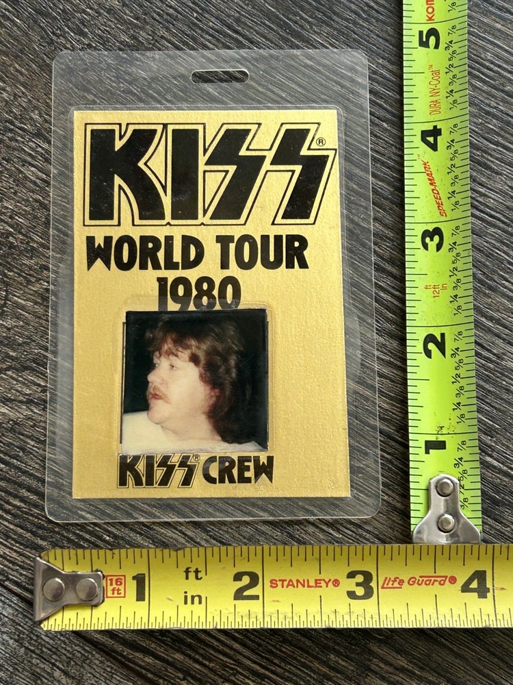 KISS Laminate Pass 1980 Tex Holmes Ace Frehley Guitar Tech Aucoin Vintage Kiss