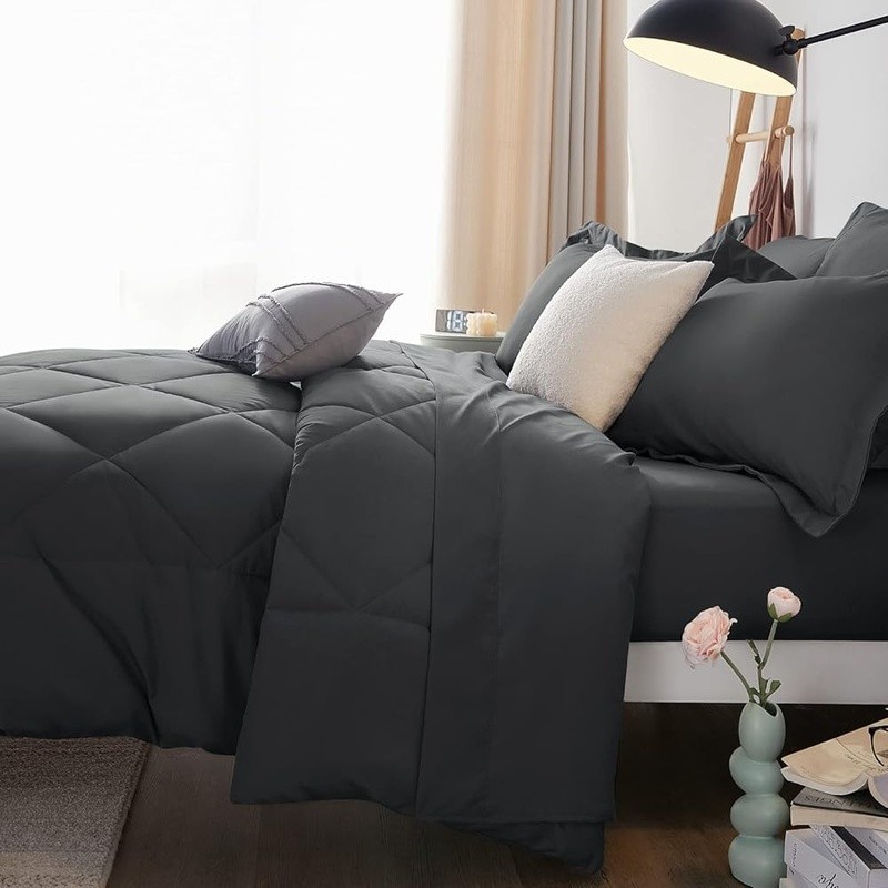 King Comforter Set Soft Microfiber Bedding Fitted Sheet Pillowcase Shams New