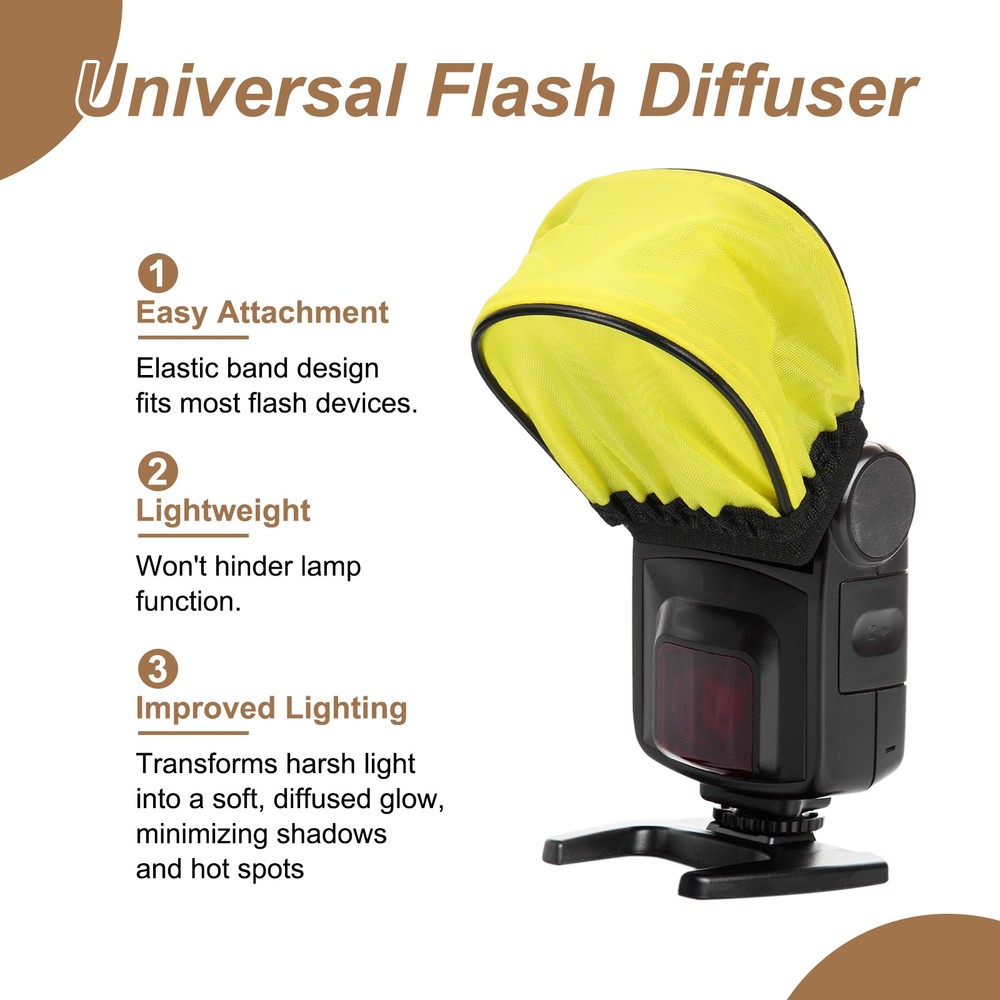 4pcs 3.5" x 2.4" Soft Mini Flash Bounce Diffuser Cap, for Flashlight, Yellow