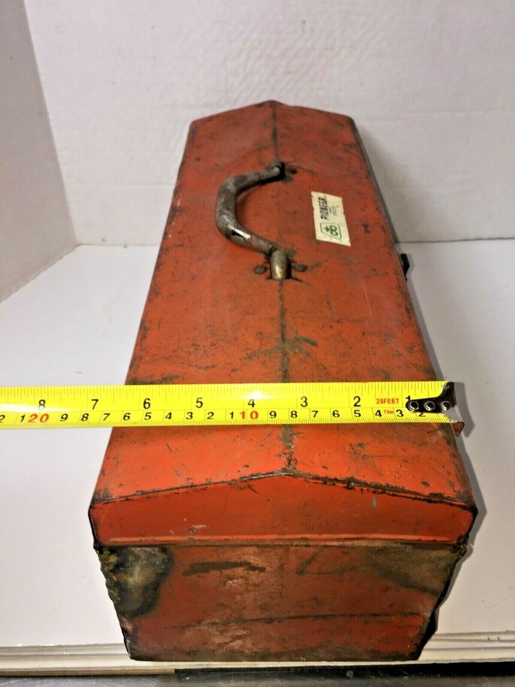 Vintage Toolbox Tool Box With Tray Solid Red FULLY FUNCTIONAL Extra Storage Auto