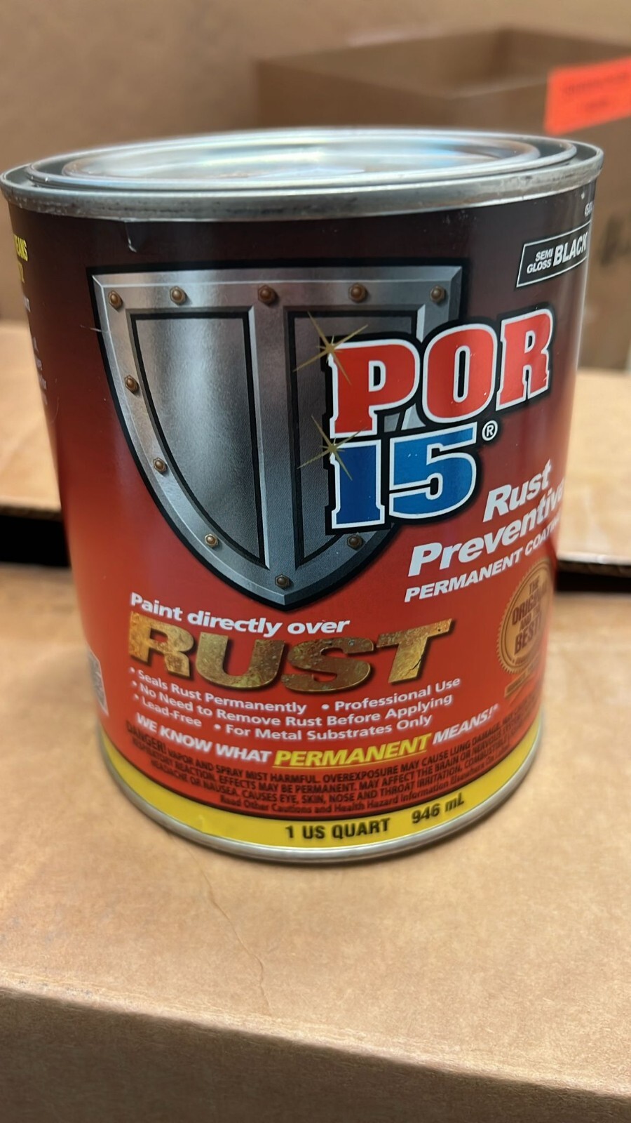 New POR-15 45404 Semi Gloss Black Rust Preventive Coating Quart, Free Shipping
