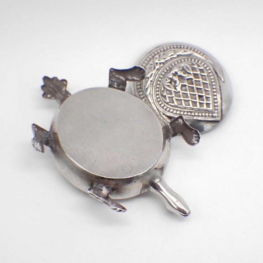 Turtle Form Box Double Compartment Sterling Silver