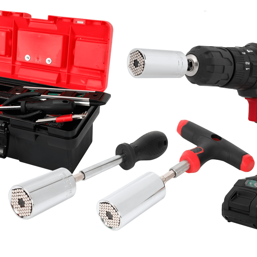 Universal Socket with Power Drill Adaptor, Fits 1/4-3/4 Inch