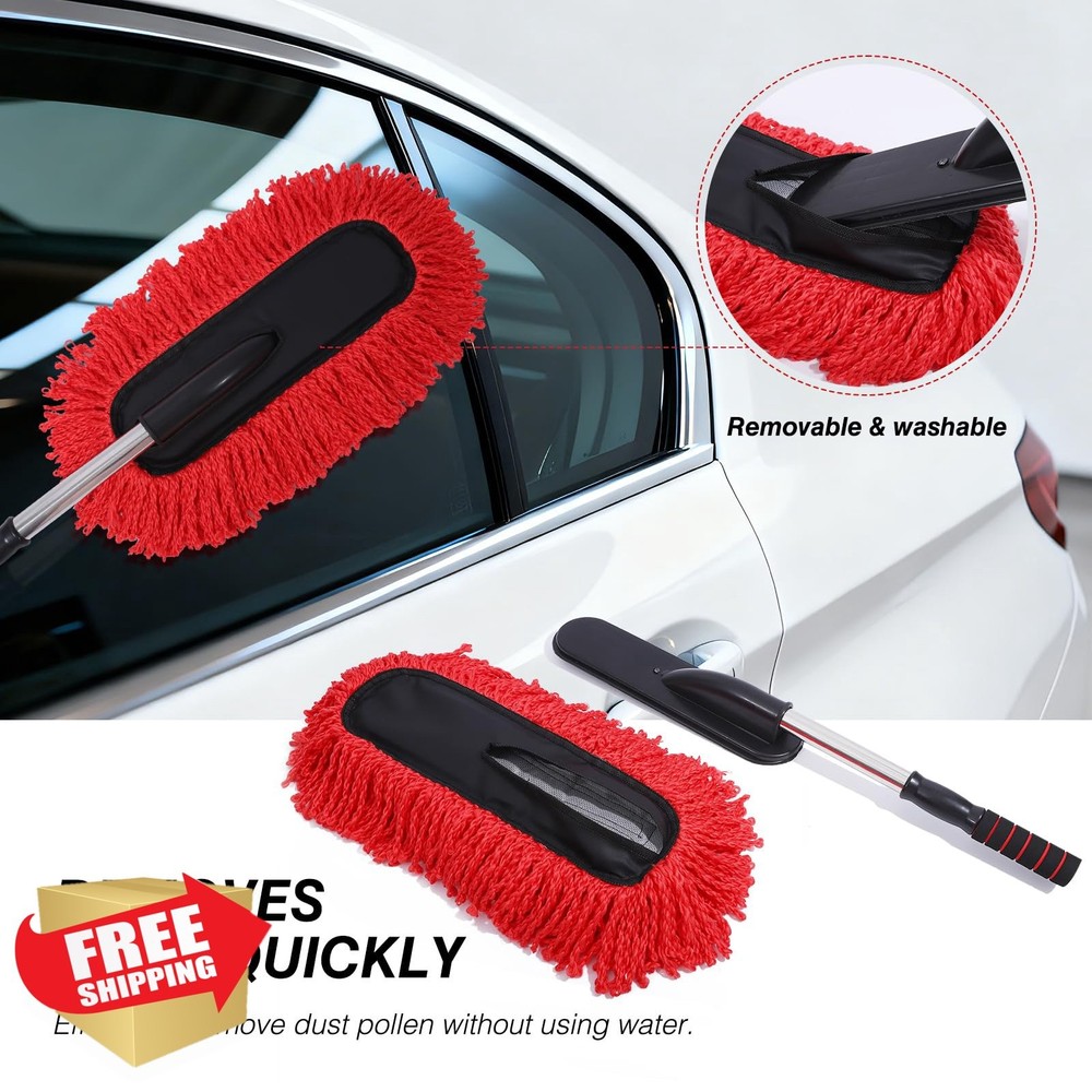 IPELY 3 Pack Large Red Microfiber Car Duster Extendable, Scratch Free