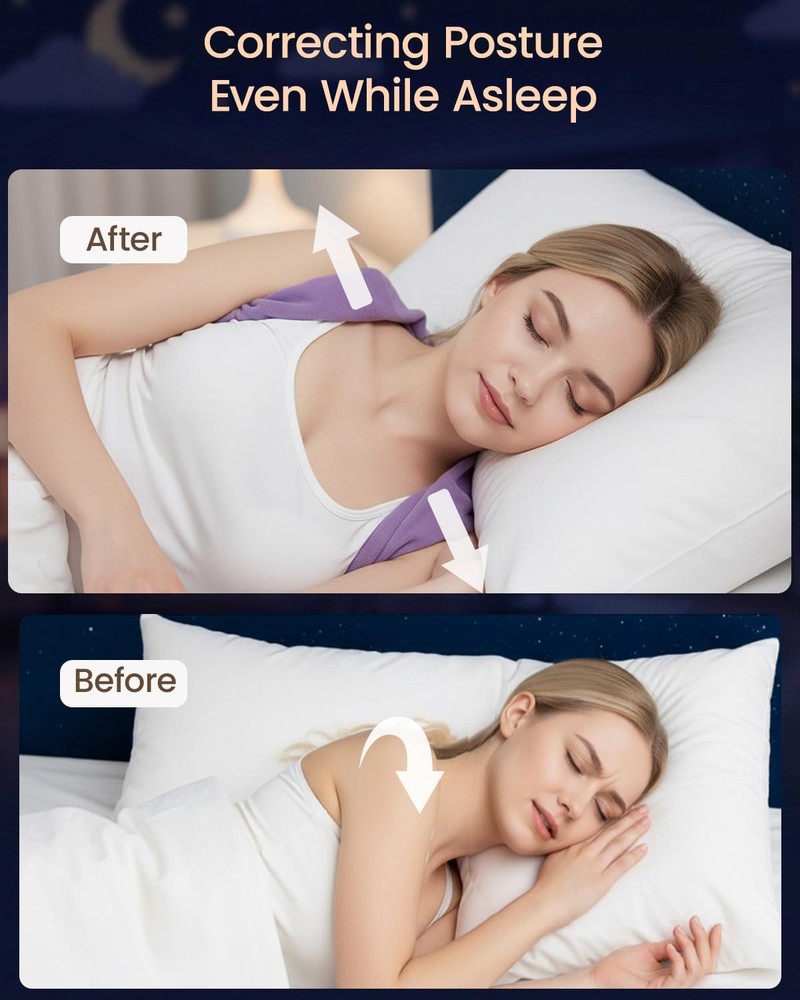 ® Sleep Upper Back Brace Posture Corrector for , Ultra-Soft Lavender Back Str...