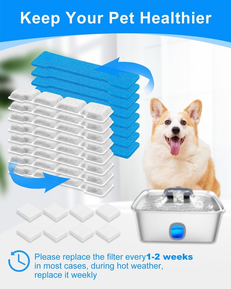 8 Set Dog Water Filter Replacement Compatible with SIBAYS & Compatible with K...