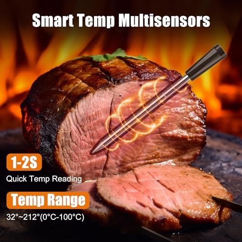 Wireless Smart Meat Thermometer,330FT Bluetooth Range,100% Wood