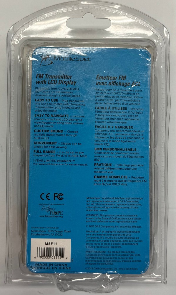 MobileSpec FM Transmitter w/LCD Display(MDF11)