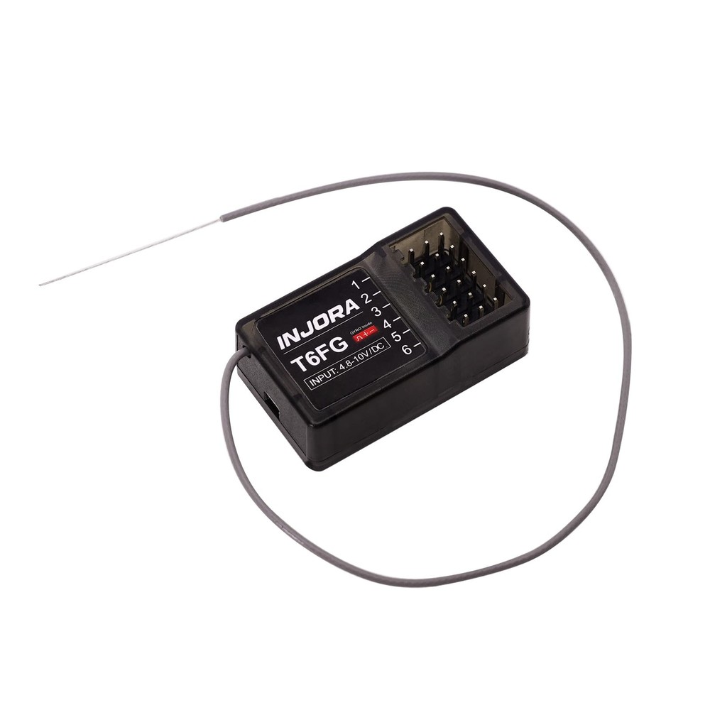 INJORA RC Transmitter 2.4GHz 6CH Controler and Receiver with Gyro, Black