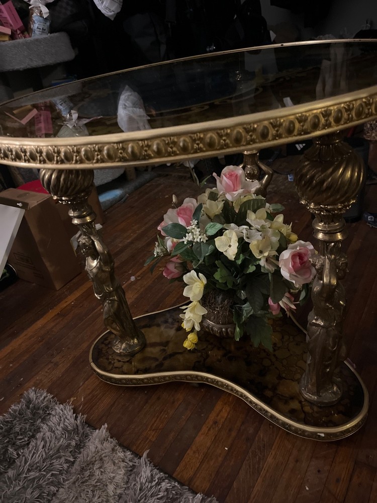 MCM End Table Three Goddesses Hollywood Regency