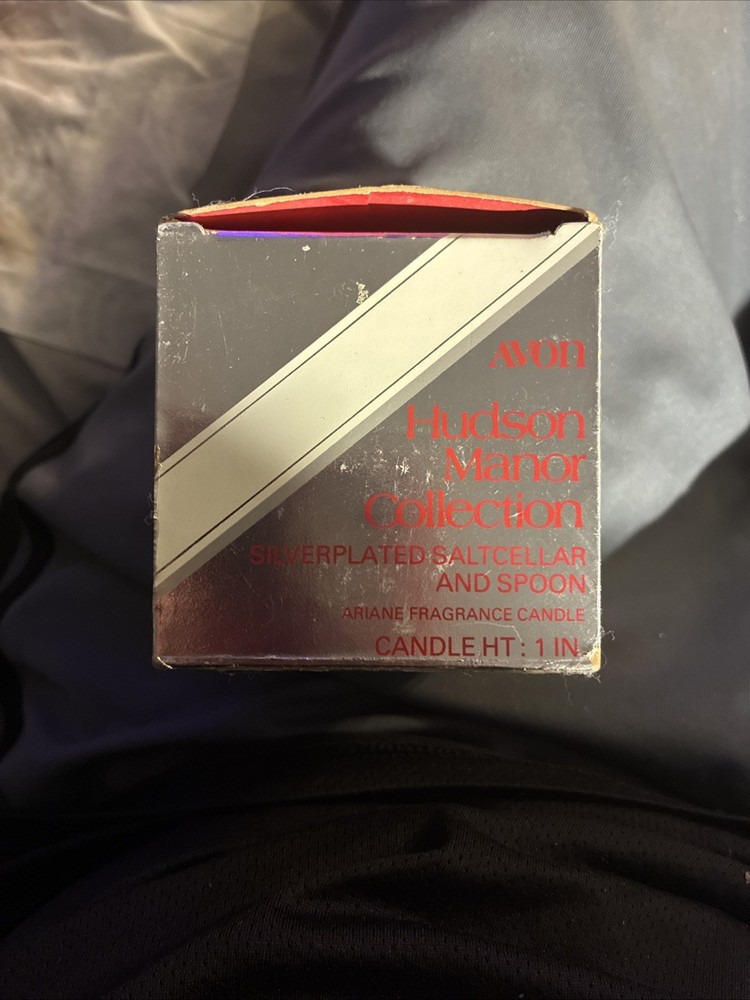 VINTAGE AVON HUDSON MANOR COLLECTION SILVERPLATED SALTCELLAR AND SPOON