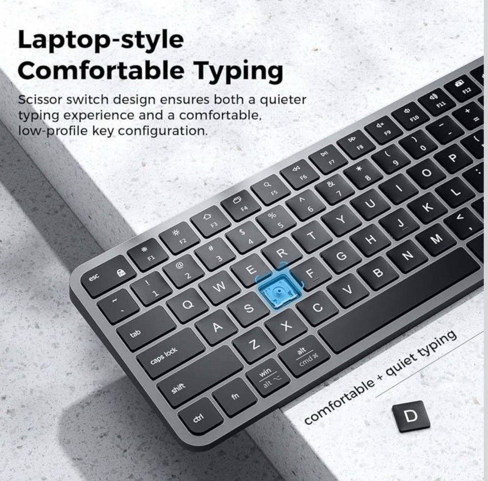 iClever BK20 Bluetooth Keyboard, with Numeric Keypad, Multi-Device Rechargeab...