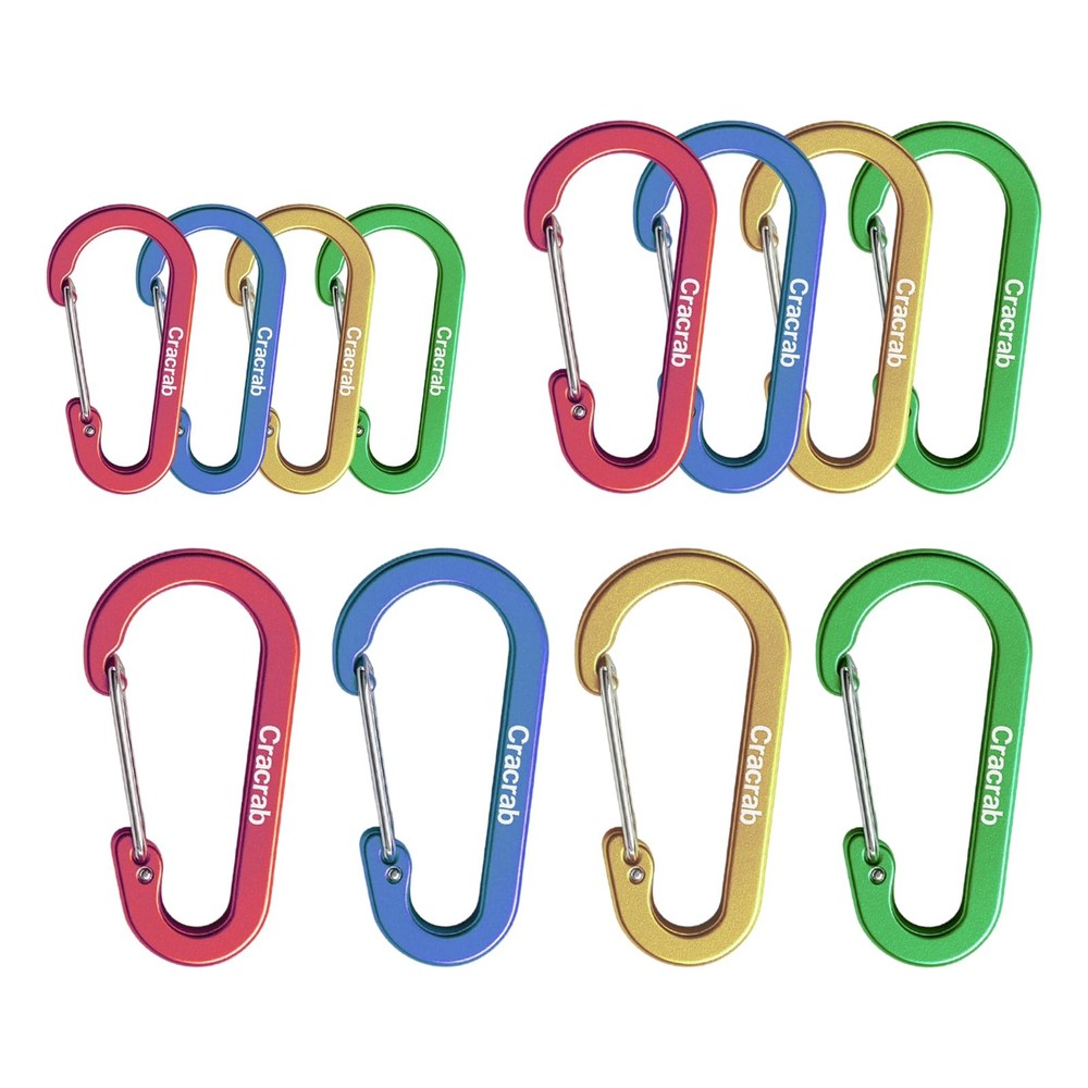 12Pcs Carabiner Clips Assorted Sizes Pack, Includes Small Multiple Colors