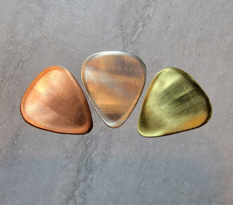Handmade Silver Brass And Copper Guitar Pick 26gauge 3 Pcs Set