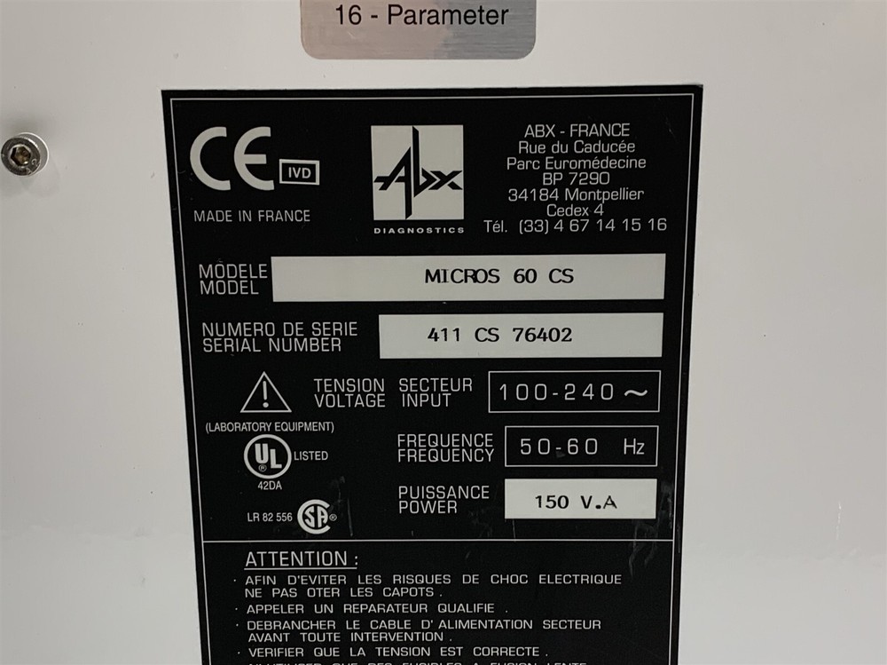 Horiba ABX Diagnostic Micros 60 CS Fully Automated Lab Hematology Analyzer