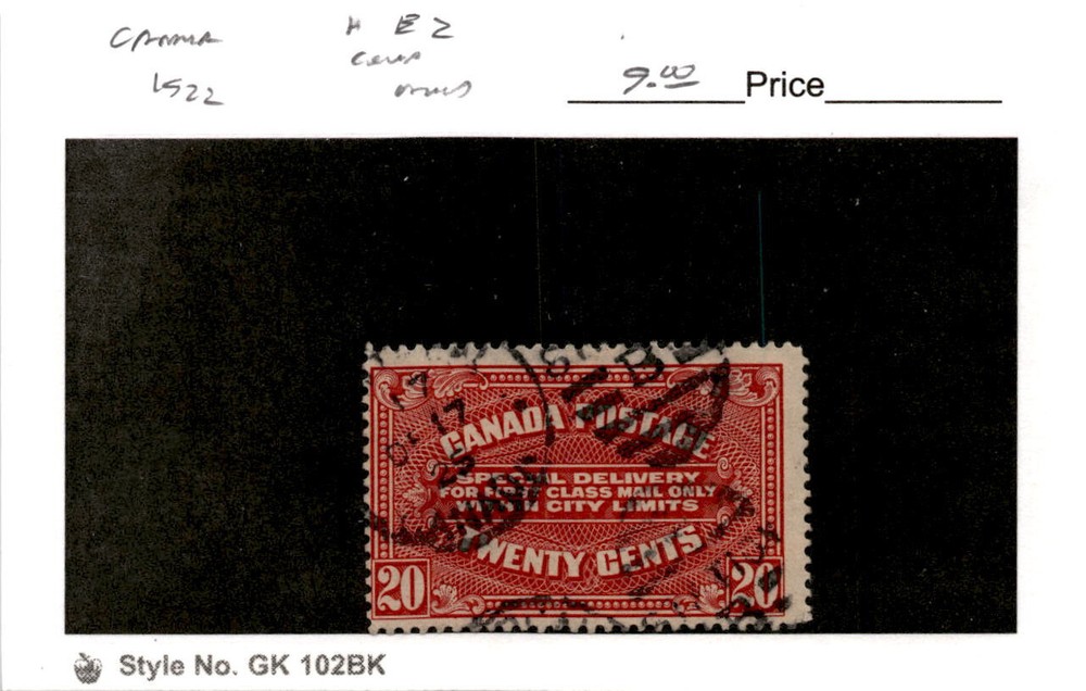 Canada, Postage Stamp, #E2 Used, 1922 Special Delivery (AG)