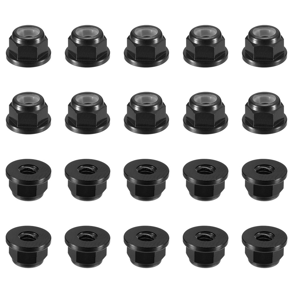 Nylon Insert Hex Lock Nuts, 20pcs - M2.5x0.45mm Self-Locking Nut(Black)