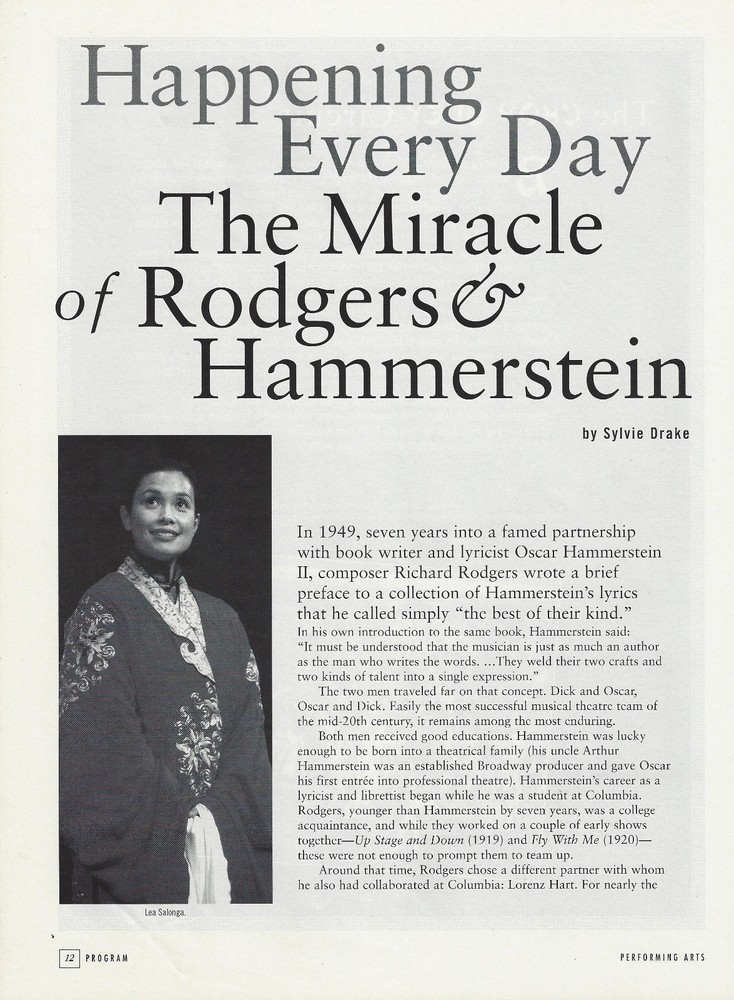 Lea Salonga (Signed) "FLOWER DRUM SONG" Rodgers & Hammerstein Tryout Program