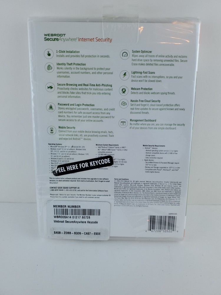 Webroot Secure Anywhere Internet Security 3 Devices for PC/MAC/Mobile NEW/SEALED