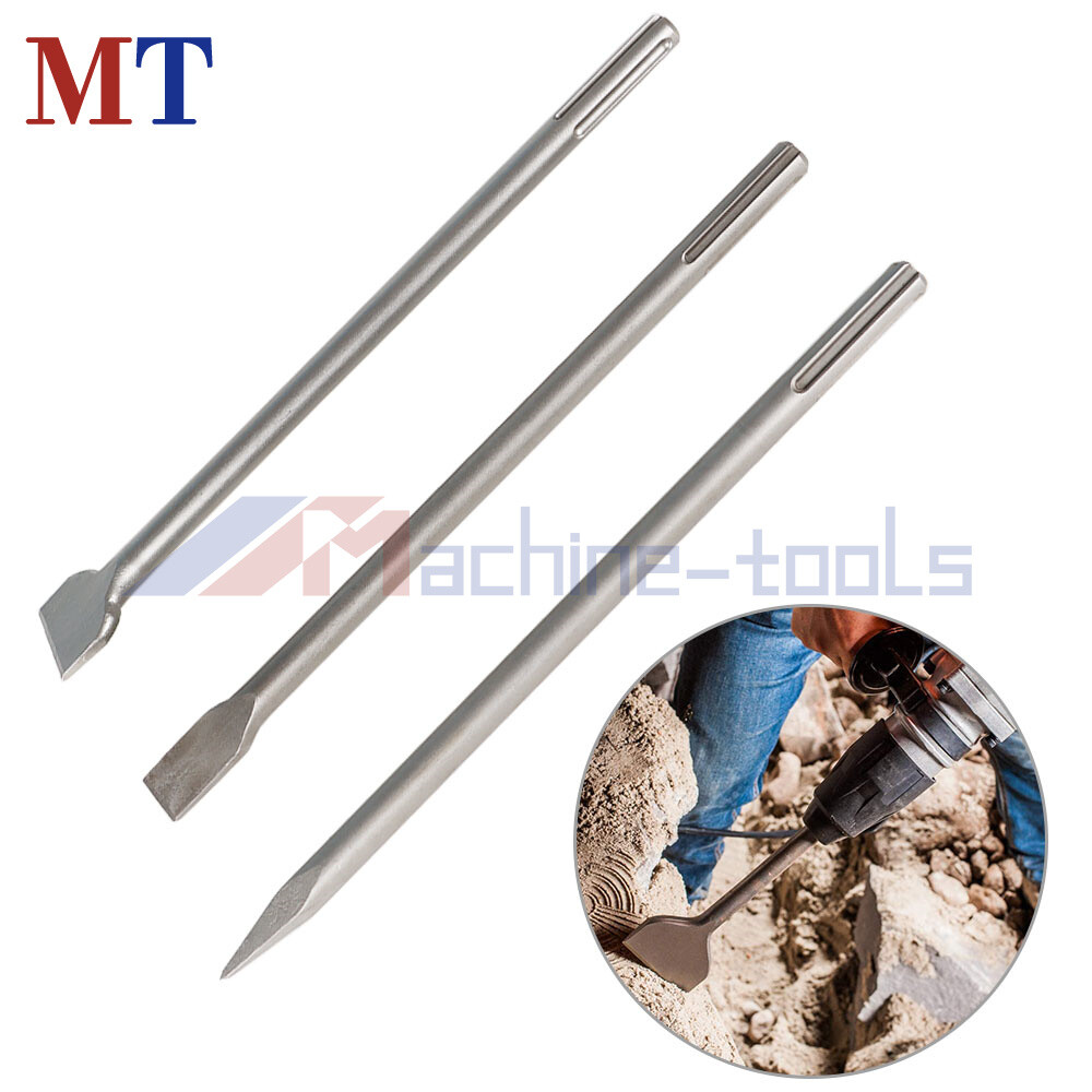 3 Pack 16" SDS Max Bits Set Long-Point Chisel, Scaling Chisel Flat Chisel