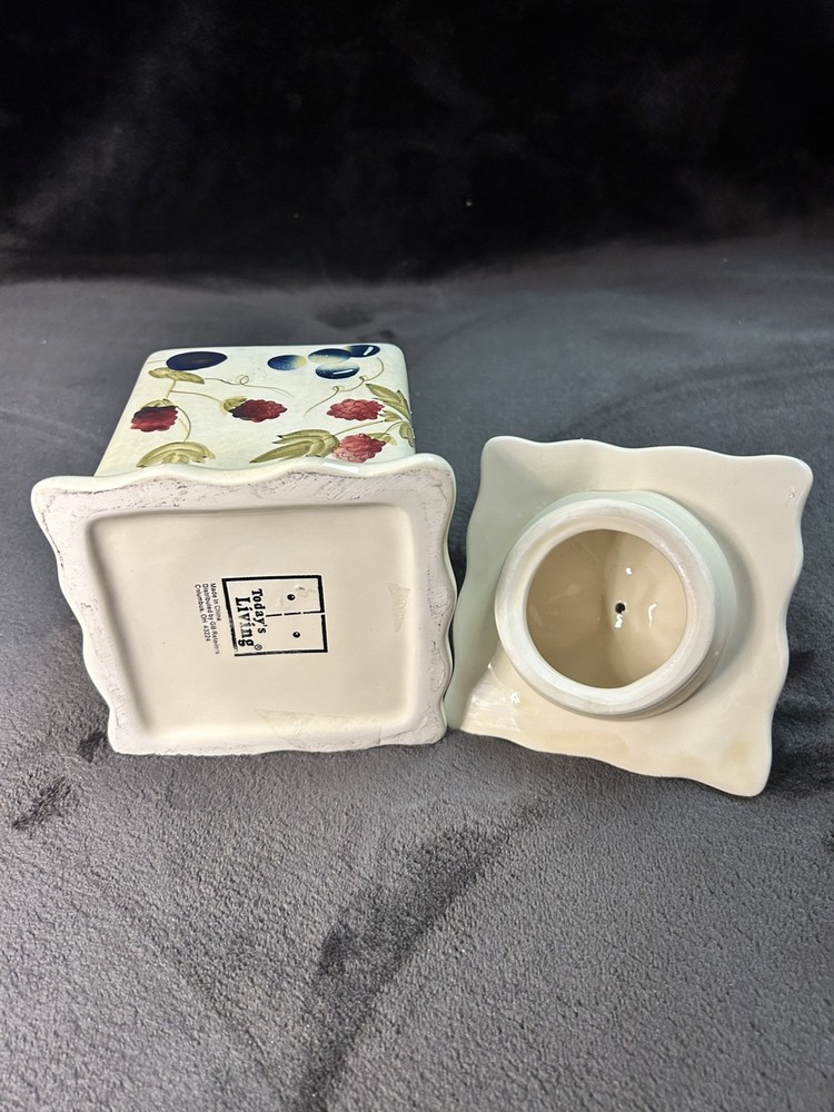 TODAYS LIVING FRUIT DECORATED CANISTER CERAMIC