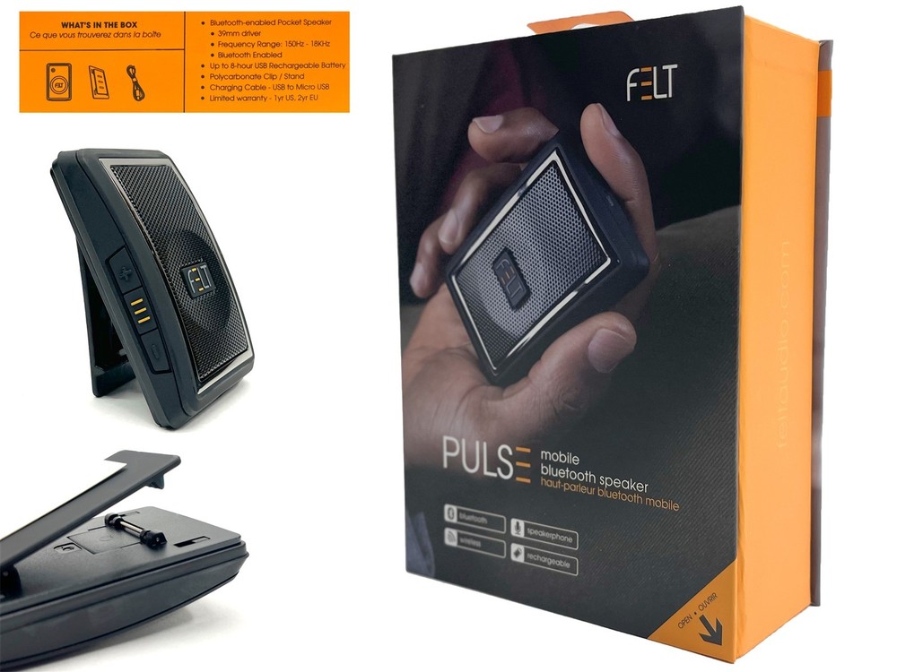Pulse Clip-On Portable Compact Bluetooth Wireless Speaker Wearable - NEW