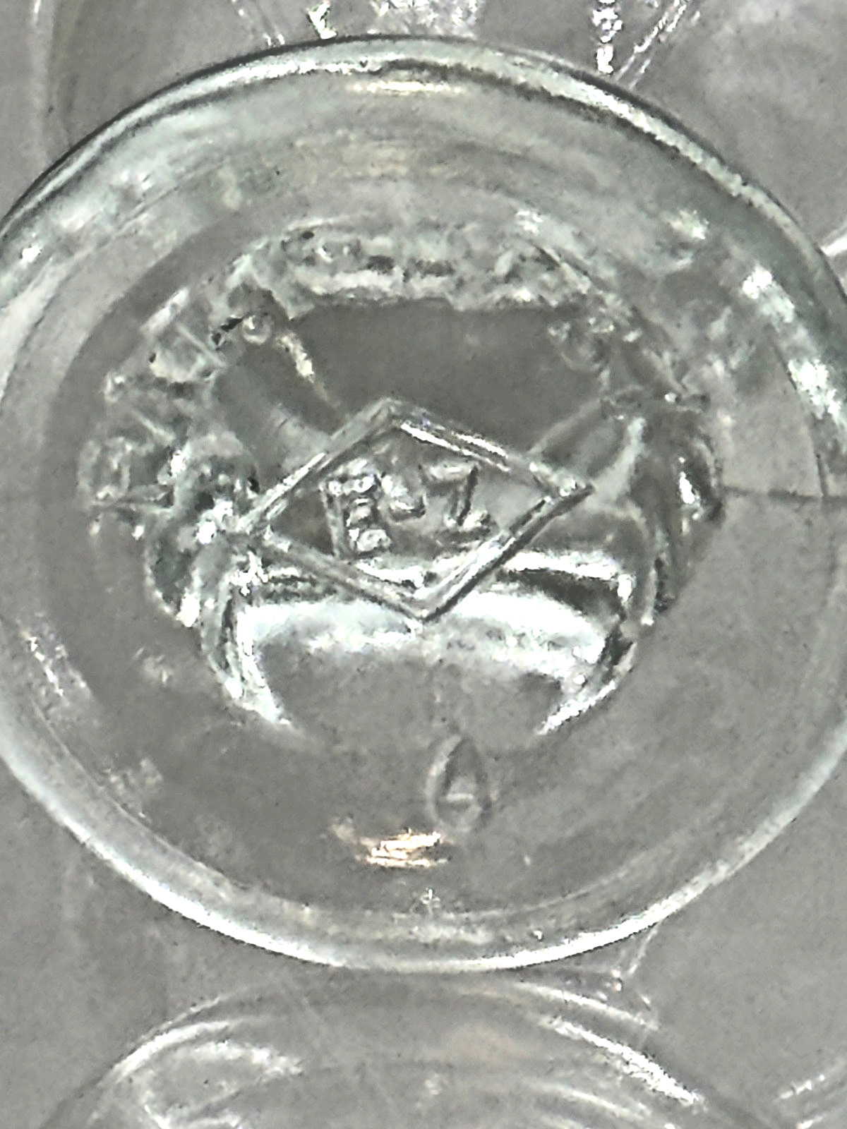 E-Z Brand Pat. 1937 Clear Eyewash Cup- Embossed Eye on Both Sides-Pedestal Shape