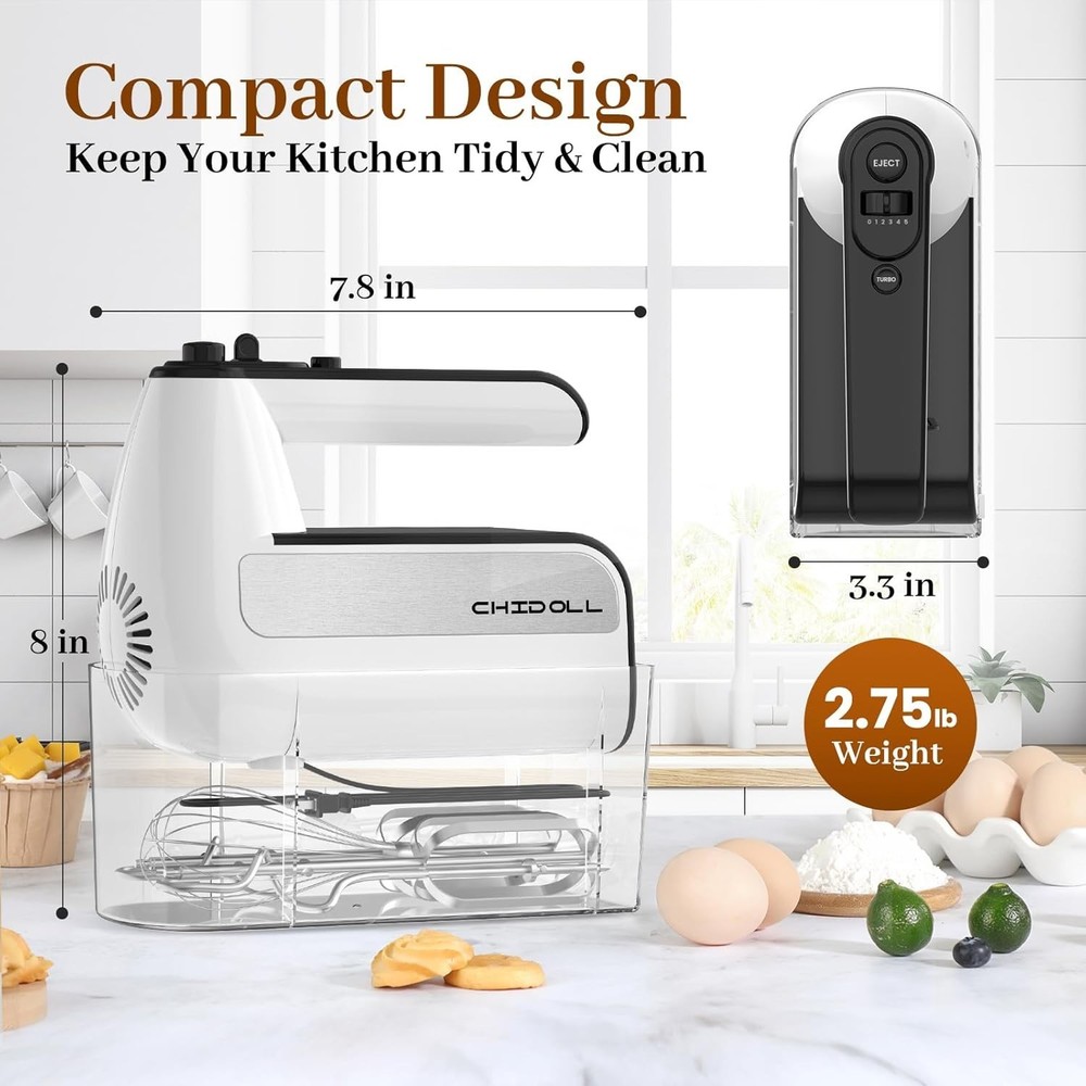 5-Speed Handheld Mixer for Baking & Cooking - White