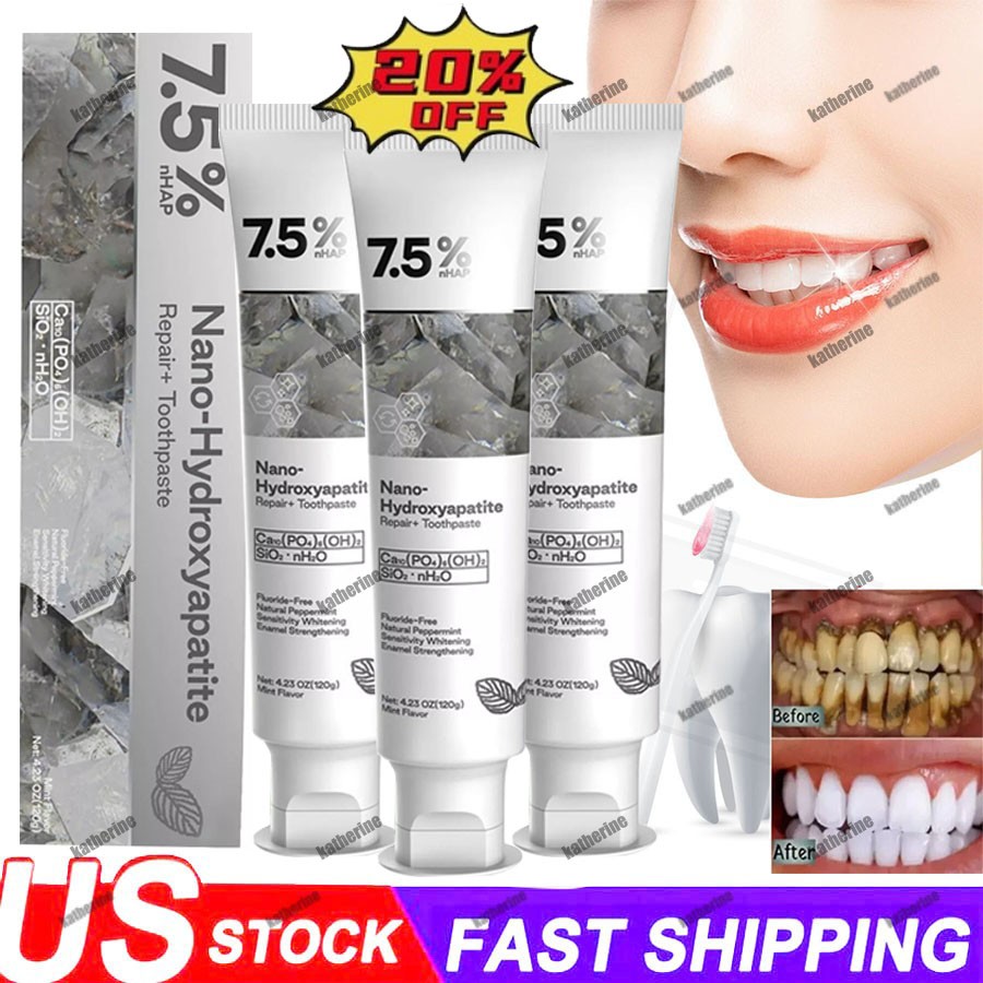 7.5% Hydroxyapatite Toothpaste Remove Yellow Tooth Stains For Sensitive Teeth~👍