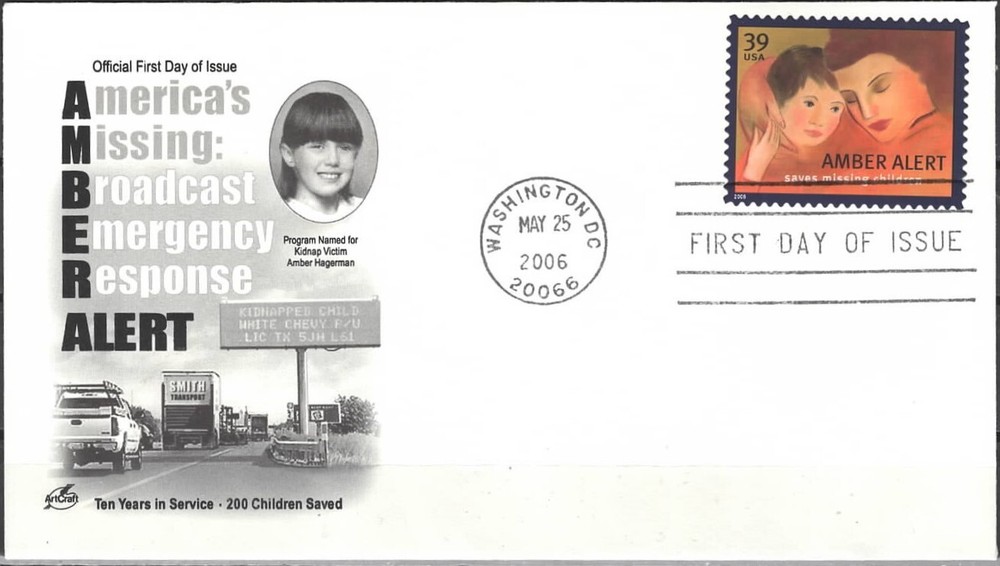 US Scott #4031 single on FDC "Amber Alert"