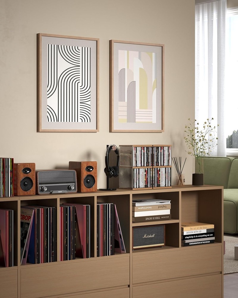 Customizable Retro Walnut CD Organizer Rack - Ideal Media Storage Solution
