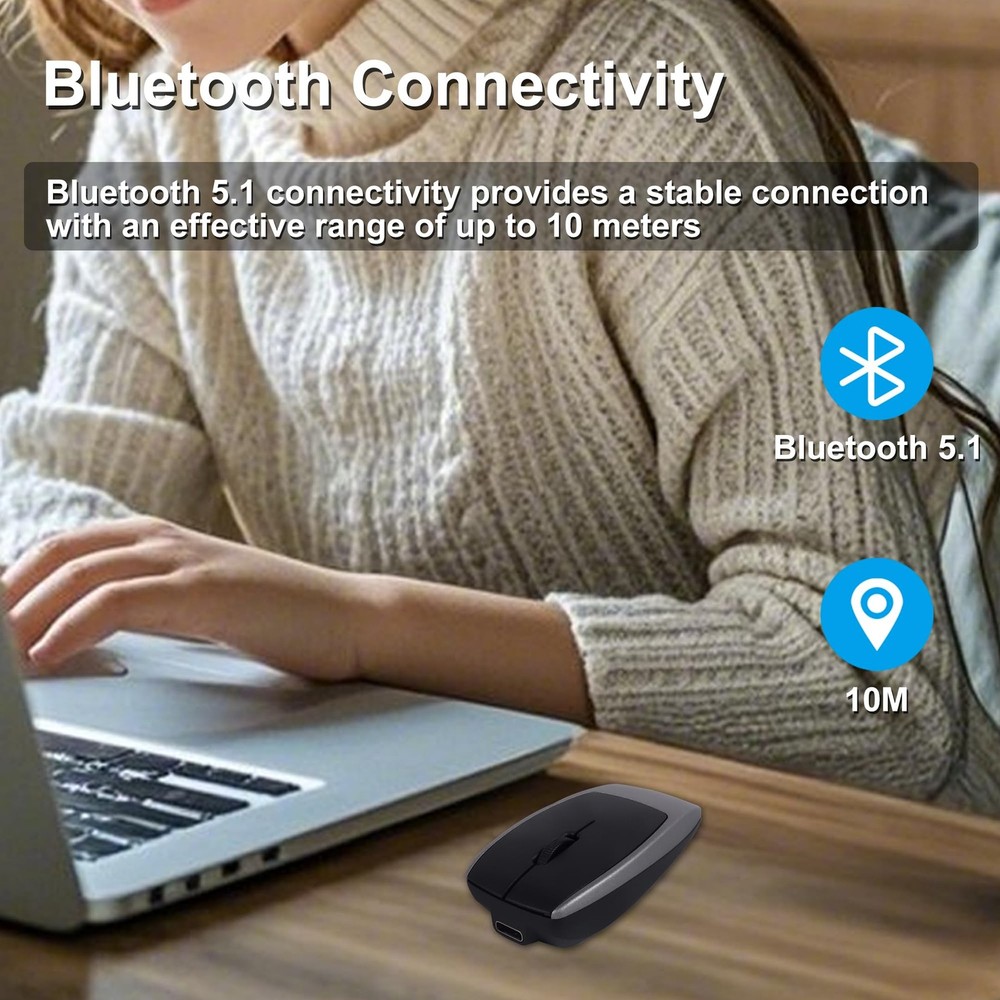 Bluetooth Mouse Rechargeable Portable Mini Computer Mice TF Card Reader Grey