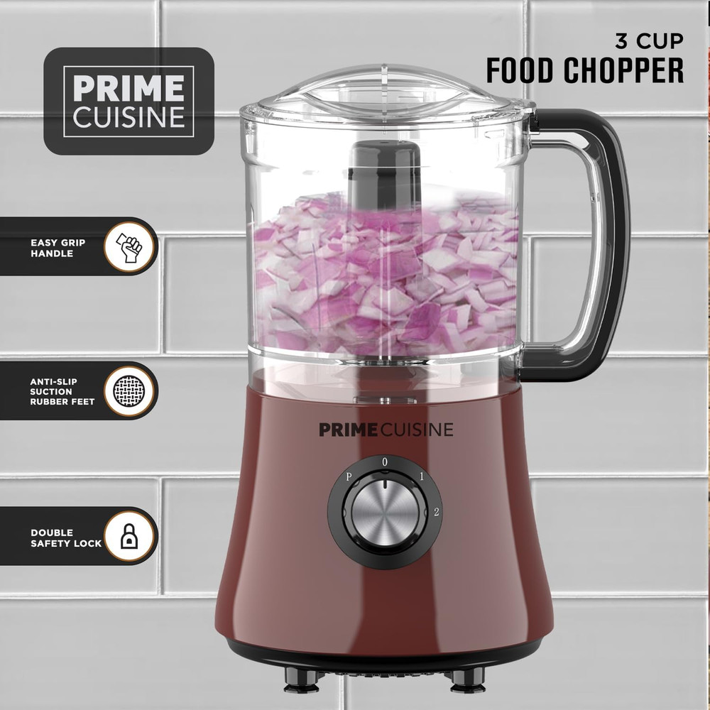 Electric Vegetable Chopper & Food Processor, 3 Cup Capacity, for Mincing, Emulsi