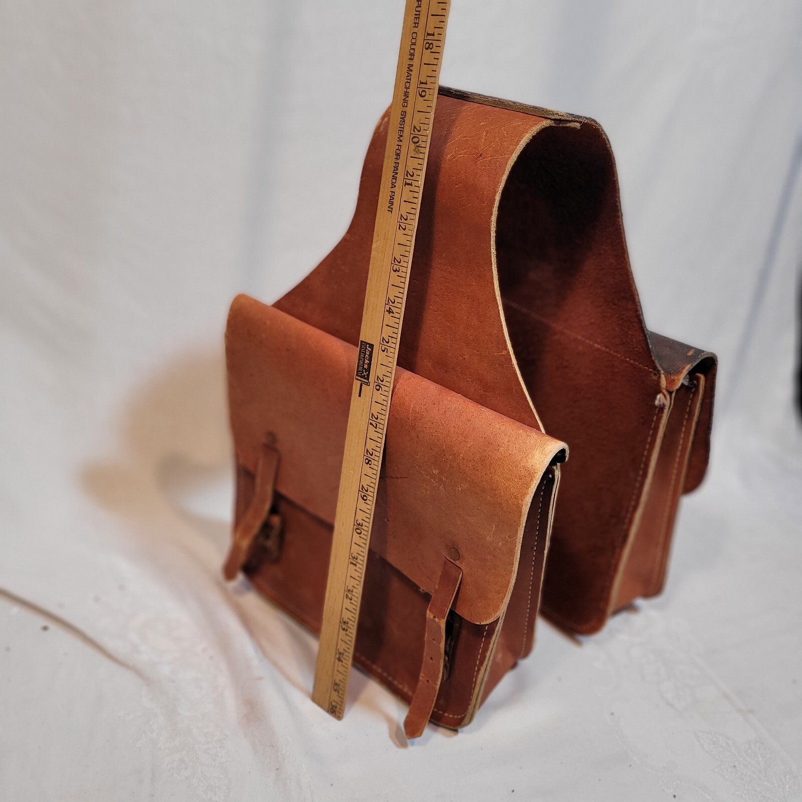 Vintage Leather Saddlebags Horse Western Gear Satchel Tack, read