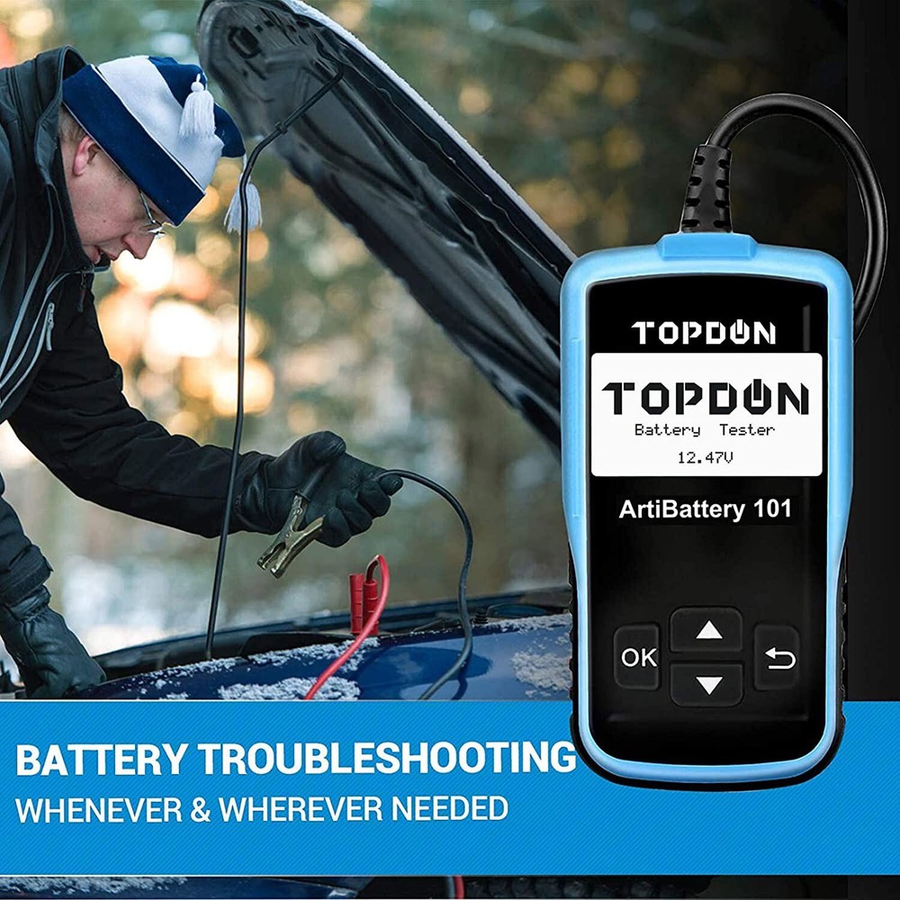 TOPDON 12V Car Battery Load Tester Voltmeter 100Amp Analyzer Fast Test 5 Seconds