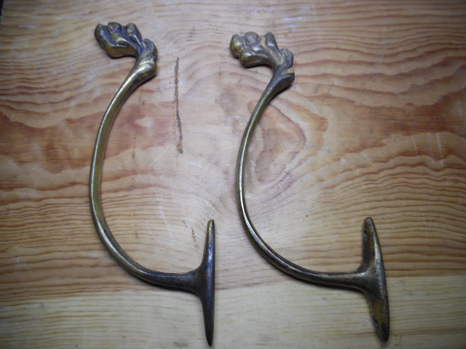 Orig Antique Brass 8" Claw Paw Feet Legs Furniture Stool REPURPOSE 4 Coat Hooks