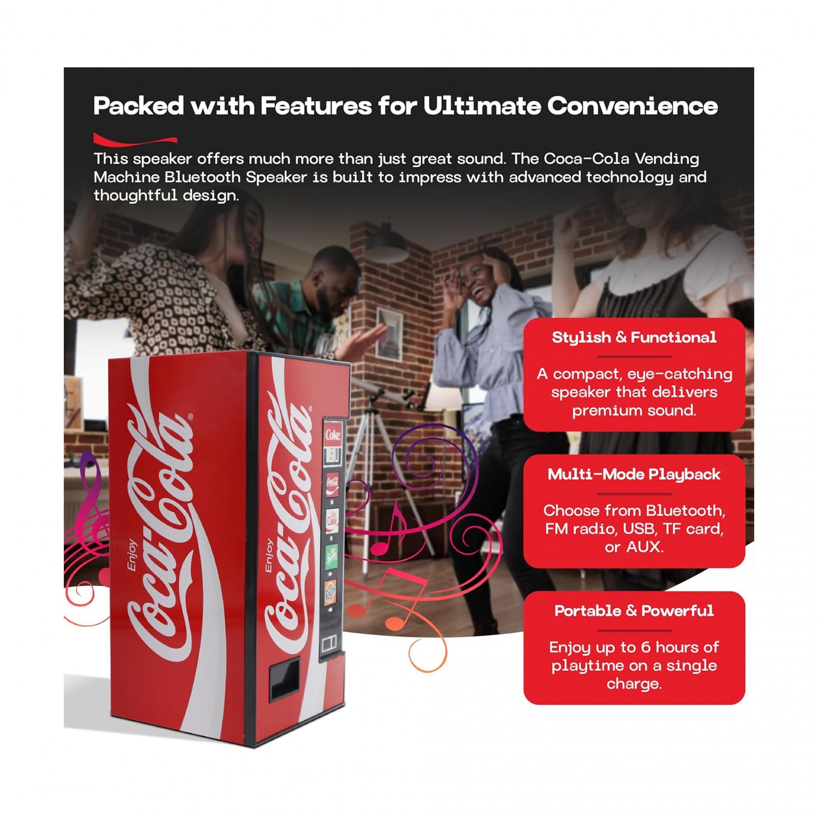 Coca-Cola Vending Machine Bluetooth Speaker Red